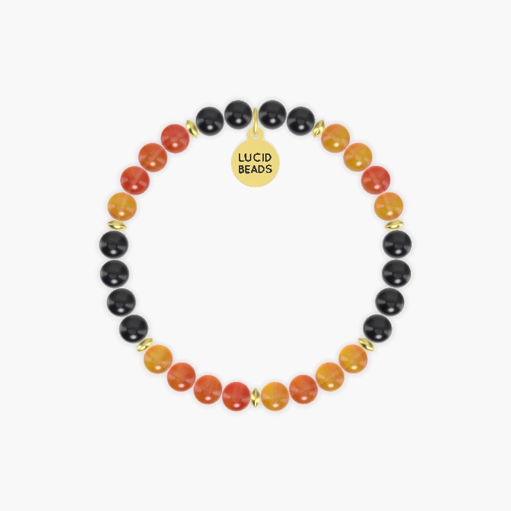 Carnelian and Black Obsidian Bracelet