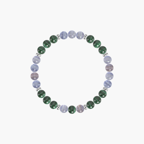Malachite and Blue Lace Agate Bracelet