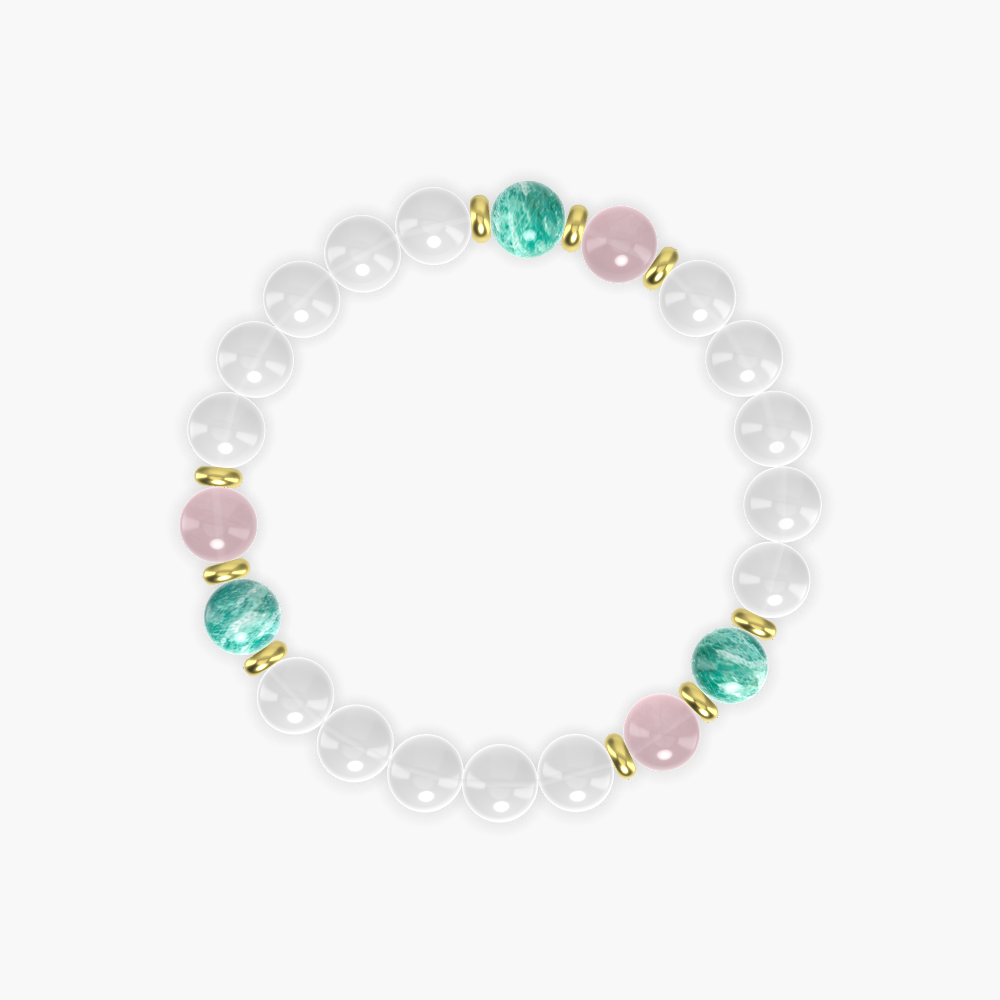 White Jade, Rose Quartz and Amazonite Bracelet