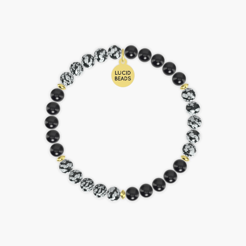 Black Obsidian and Snowflake Obsidian Bracelet