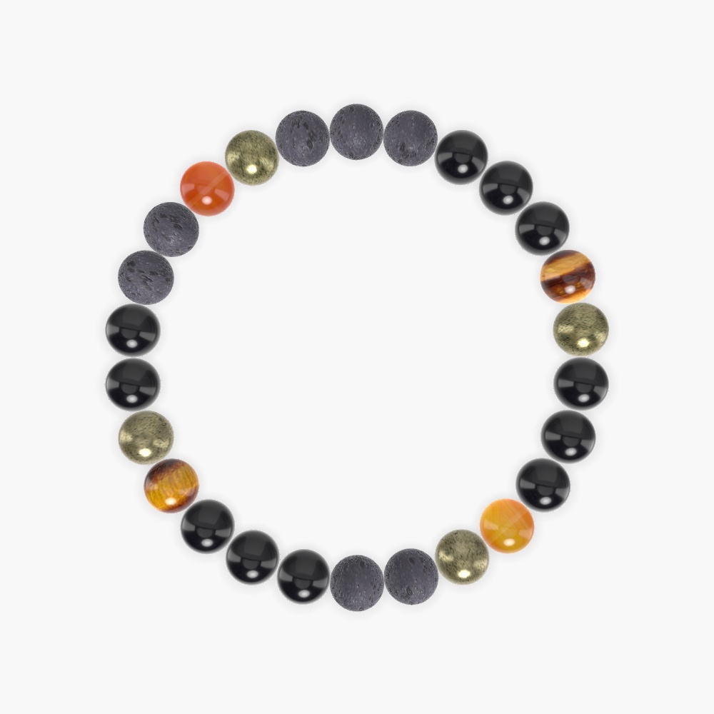 Black Obsidian, Lava Rock, Pyrite and more Gemstone Bracelet