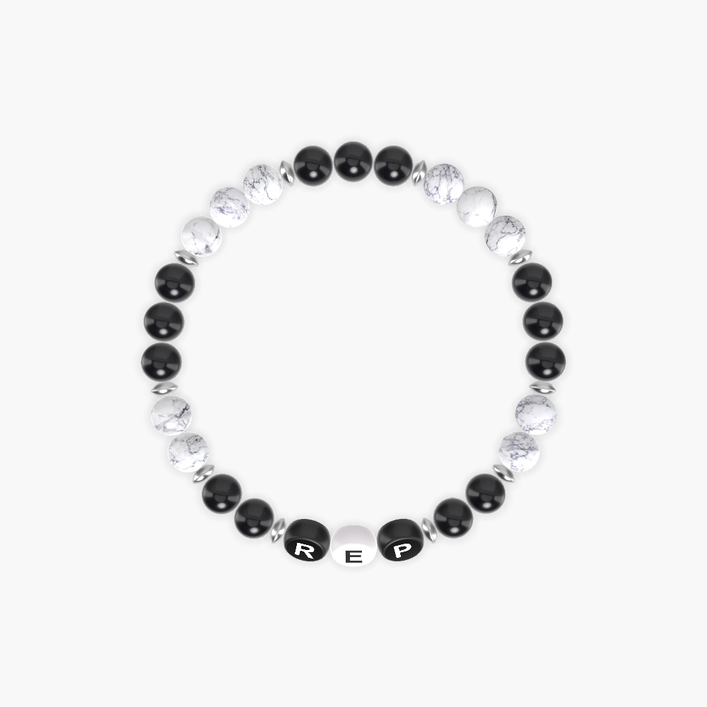 Black Obsidian and Howlite Bracelet