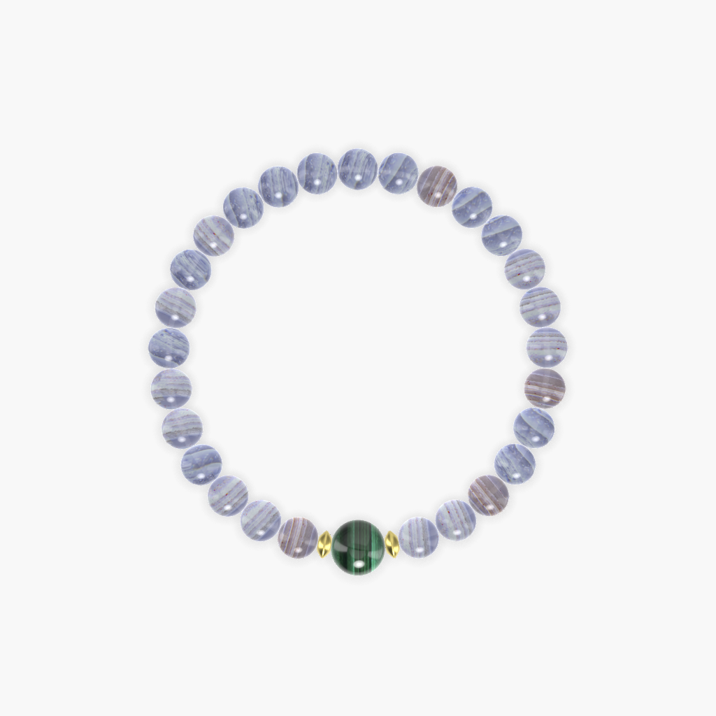 Blue Lace Agate and Malachite Bracelet