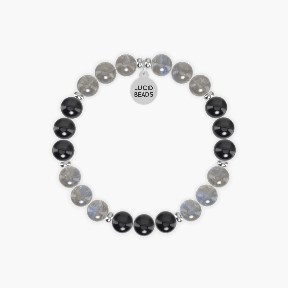 Labradorite, Black Tourmaline and Black Obsidian Bracelet