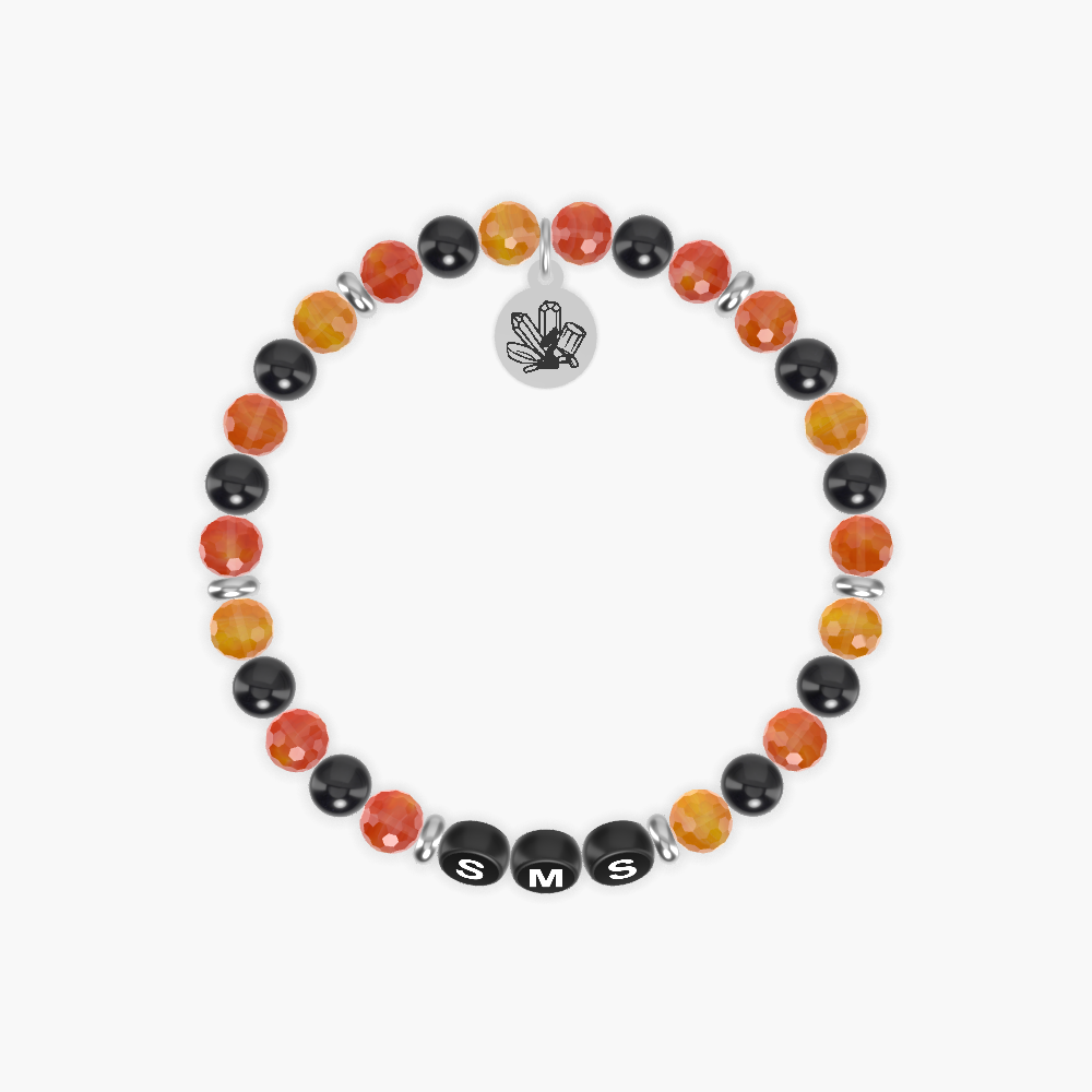 Carnelian and Black Tourmaline Bracelet