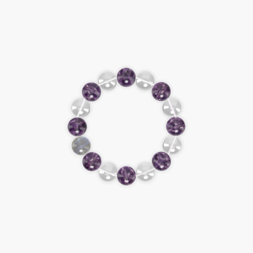 Amethyst, Clear Quartz and Labradorite Bracelet