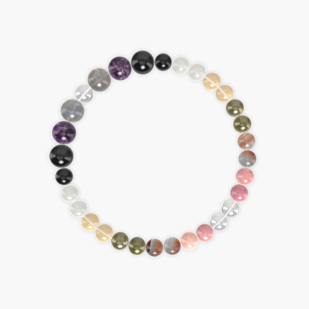Sardonyx, Rhodonite, Pyrite and more Gemstone Bracelet