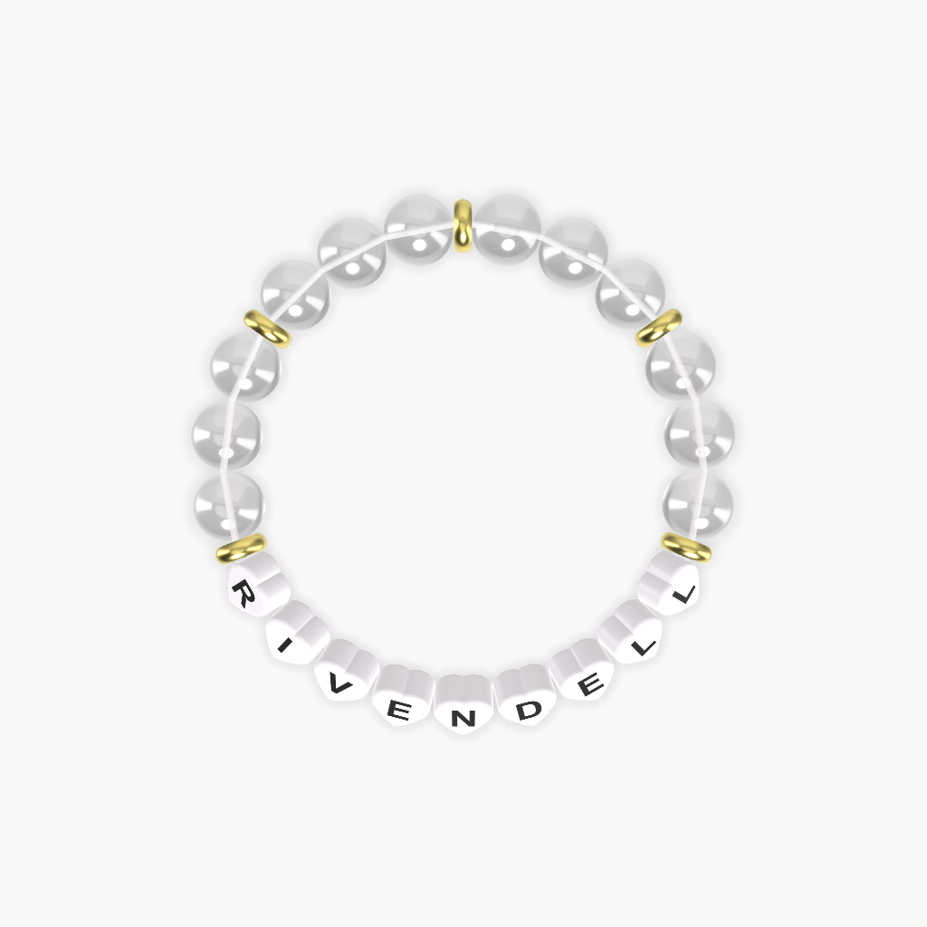 Clear Quartz Gemstone Bead Bracelet with Spacers and Characters