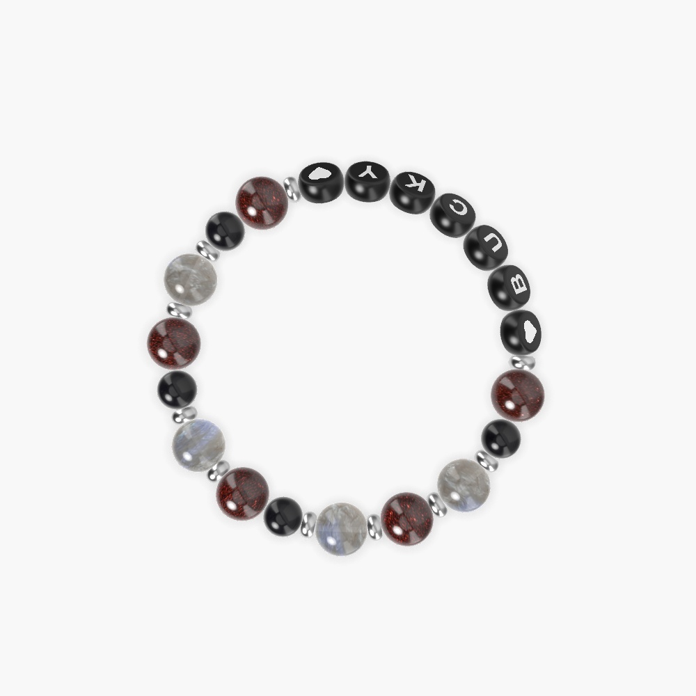 Garnet, Black Obsidian and Labradorite Bracelet