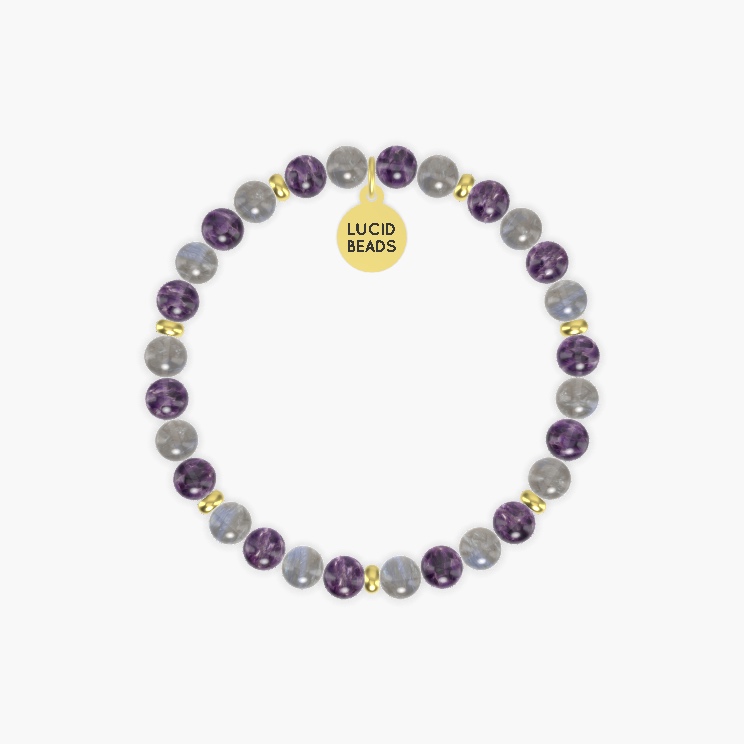 Balanced Good Fortune - Labradorite and Amethyst Bracelet