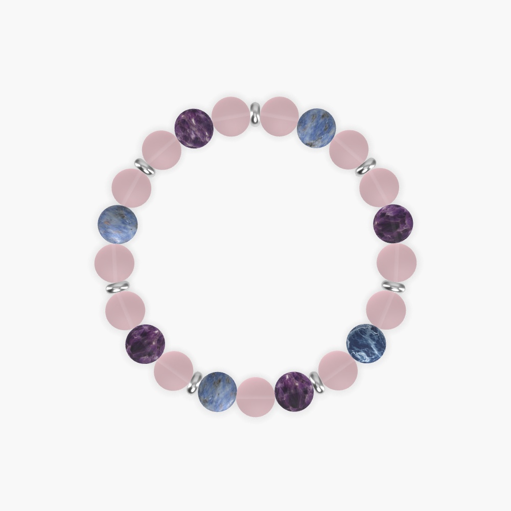 Rose Quartz, Amethyst and Sodalite Bracelet