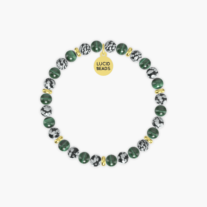 Malachite and Snowflake Obsidian Bracelet
