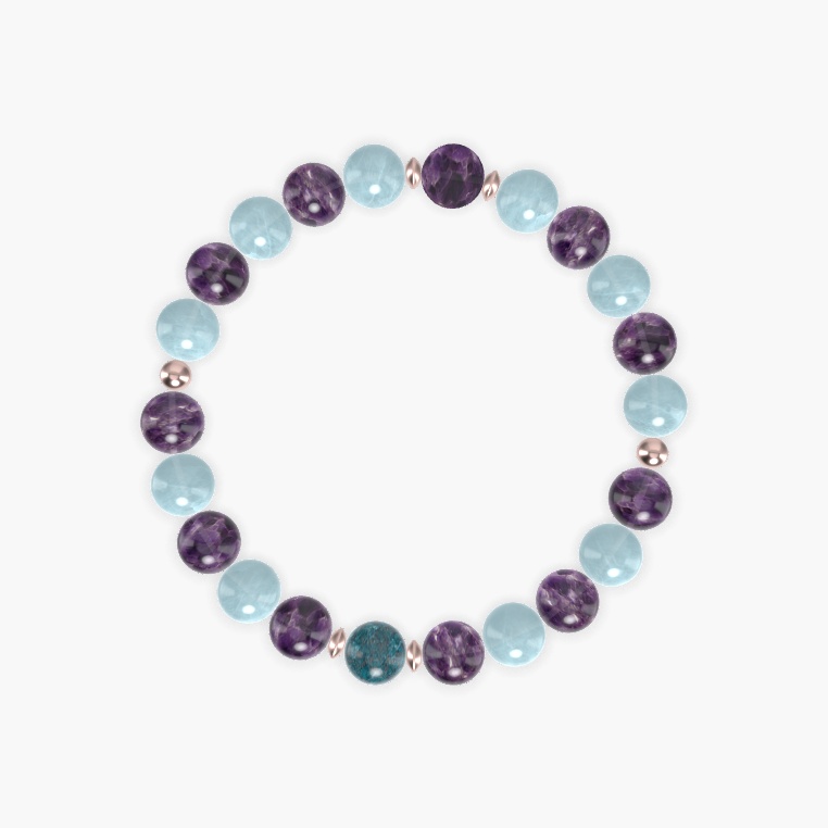 Amethyst, Aquamarine and Apatite Bracelet