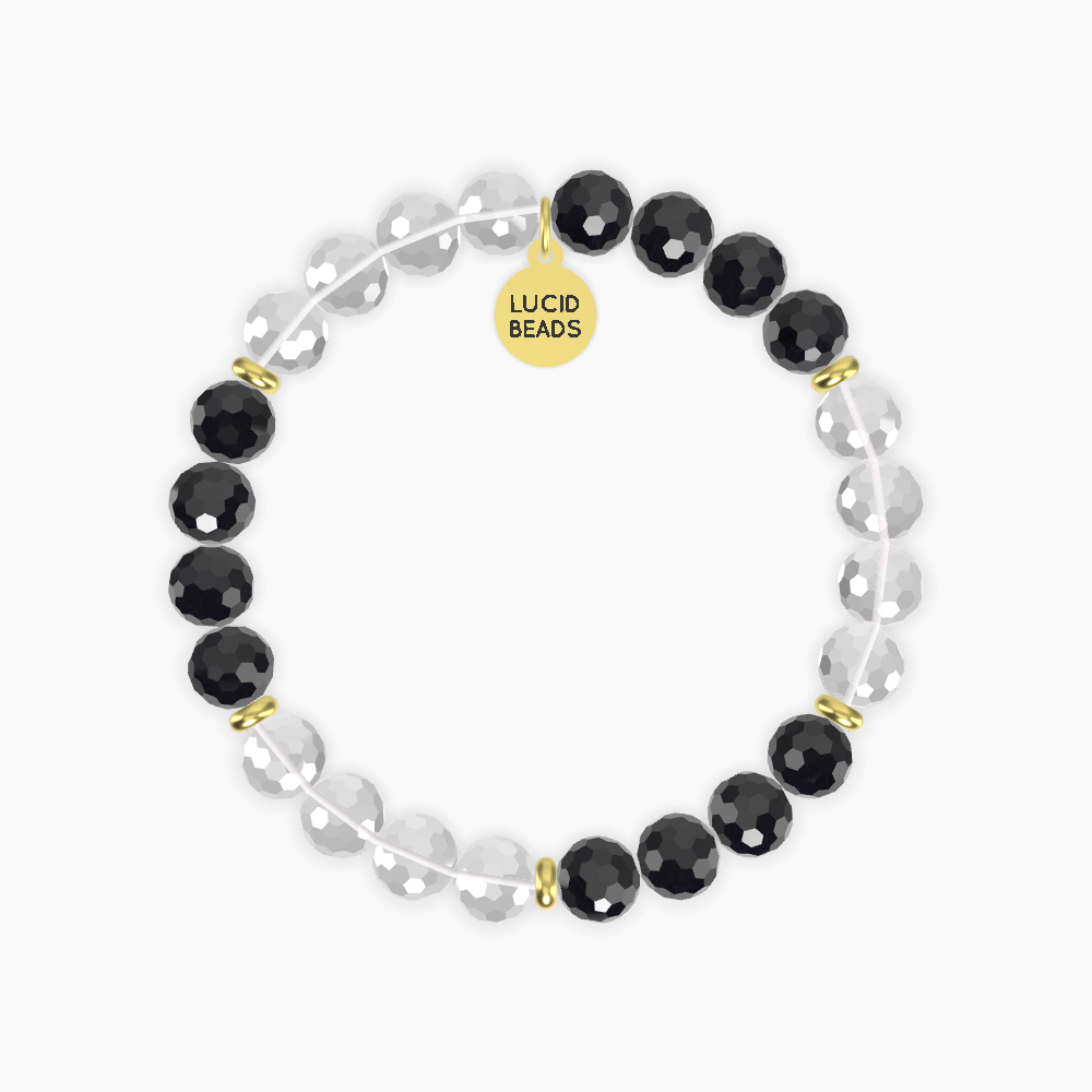 Black Tourmaline and Clear Quartz Bracelet