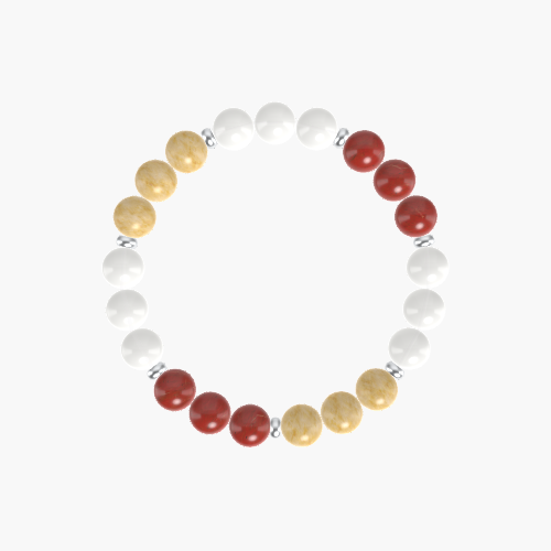 White Jade, Yellow Jade and Red Jasper Bracelet