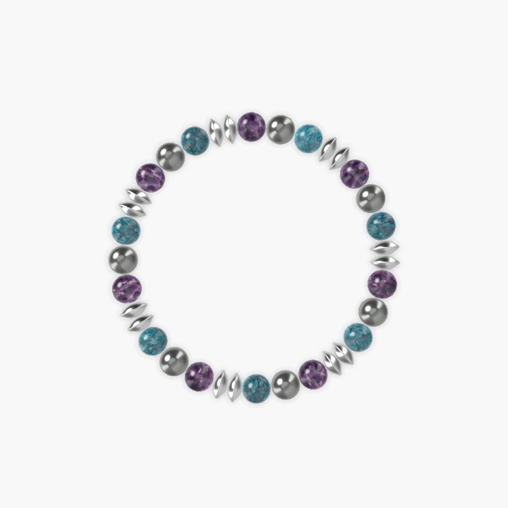 Amethyst, Apatite and Hematite Bracelet