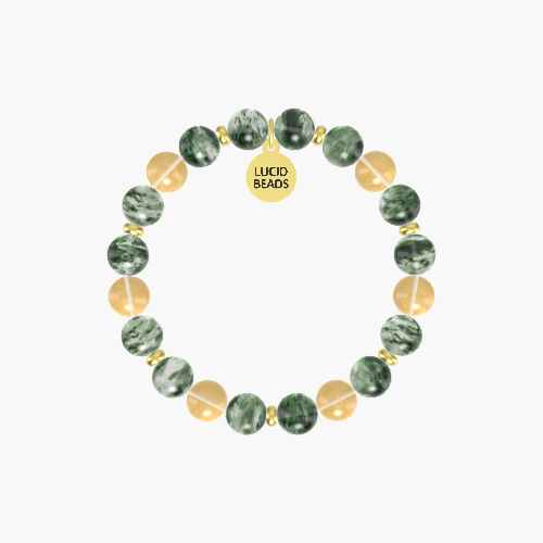 Moss Agate and Citrine Bracelet