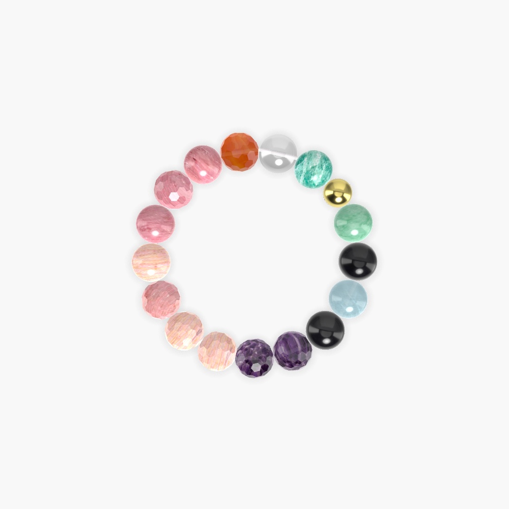 Rhodonite, Amethyst, Black Tourmaline and more Gemstone Bracelet