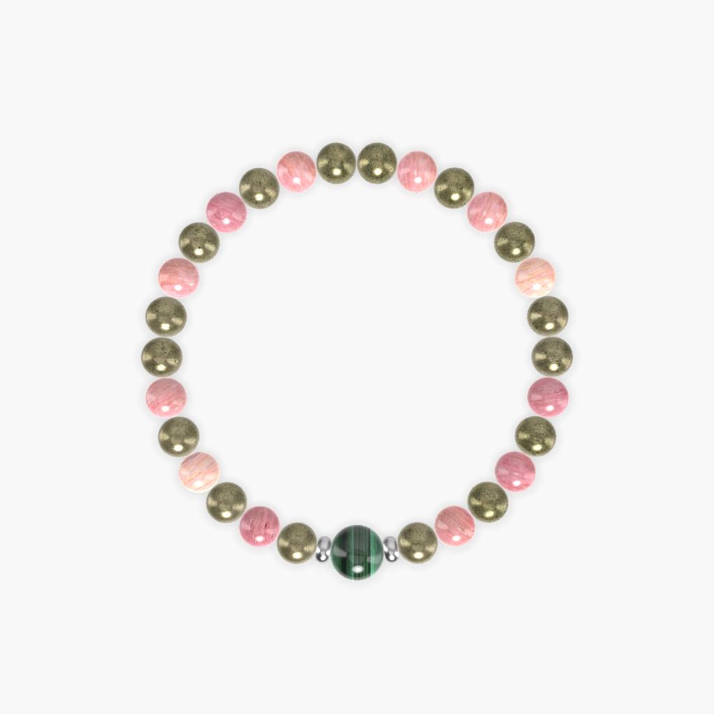 Pyrite, Rhodonite and Malachite Bracelet