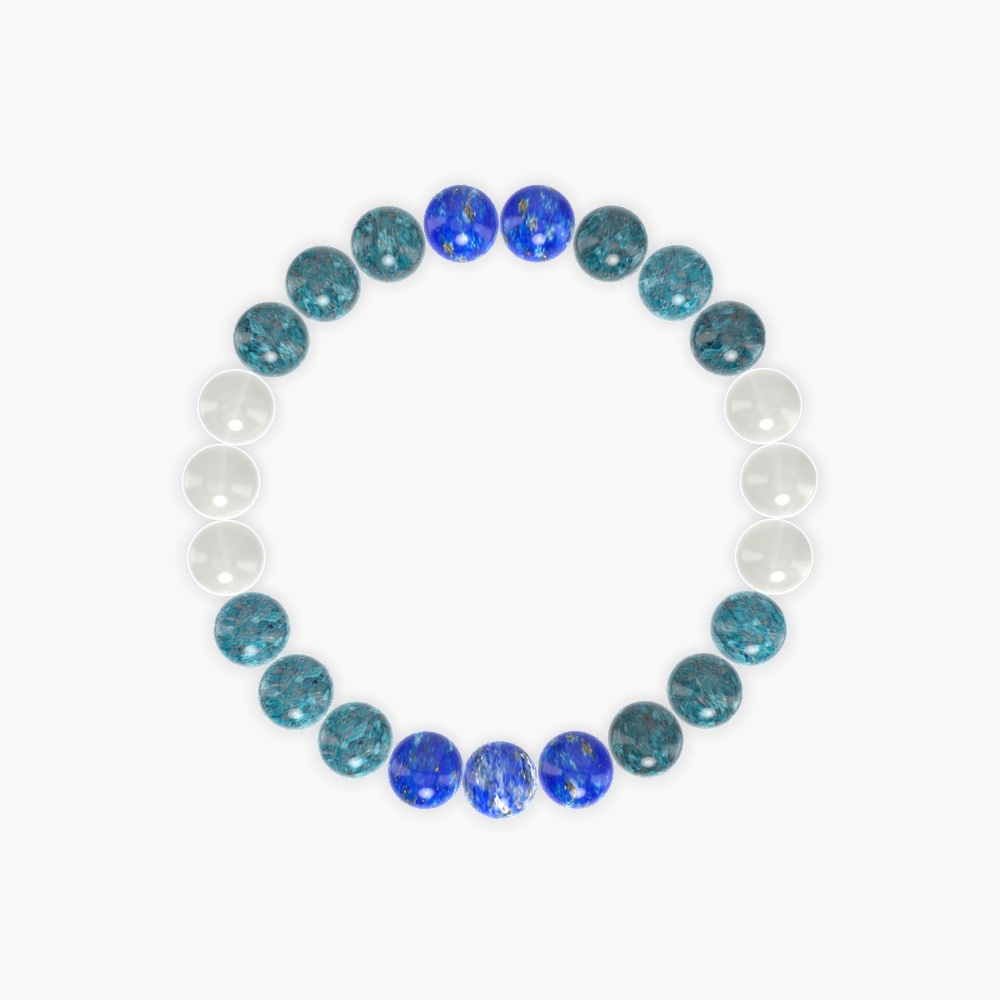 Apatite, Moonstone and Lapis Lazuli Bracelet