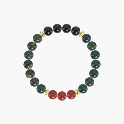Bloodstone, Black Obsidian and Red Jasper Bracelet