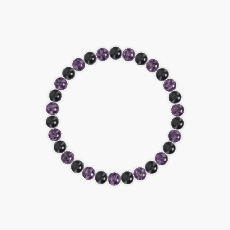Amethyst and Black Obsidian Bracelet