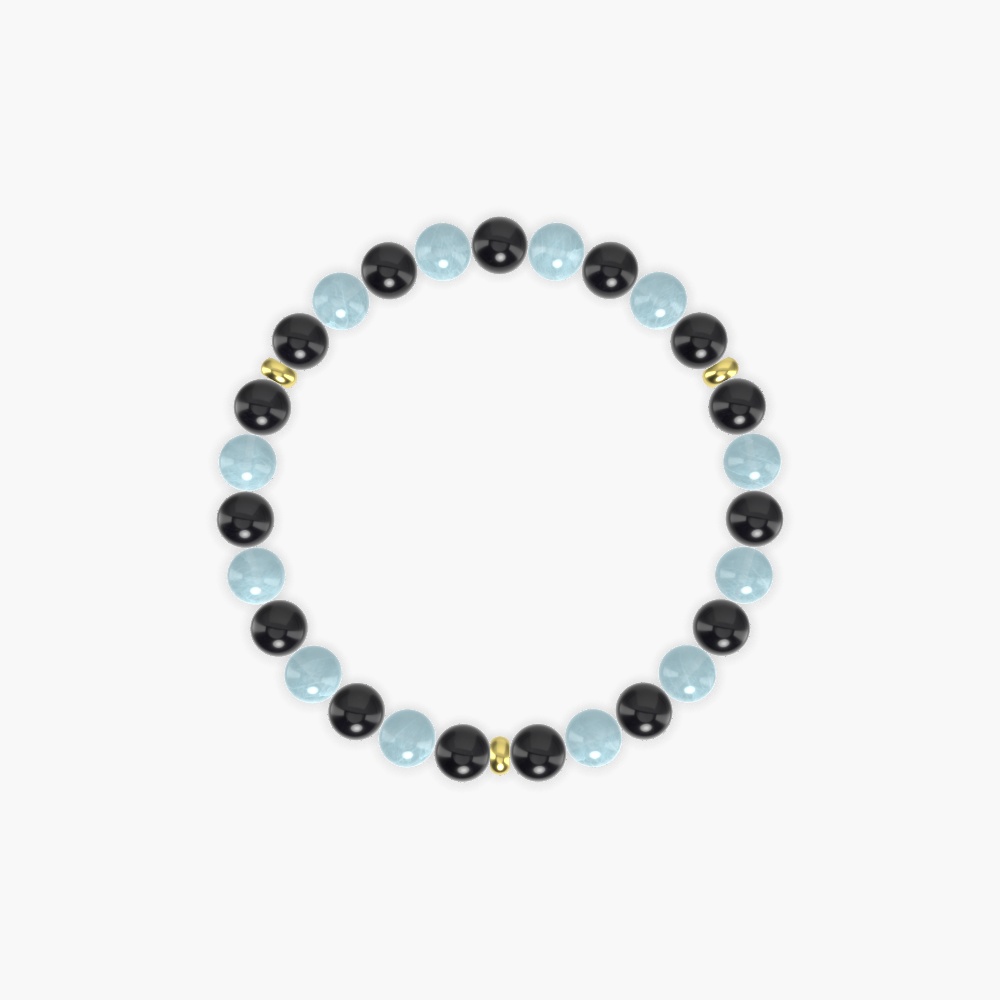 Sea Veil Protection - Black Obsidian and Aquamarine Bracelet