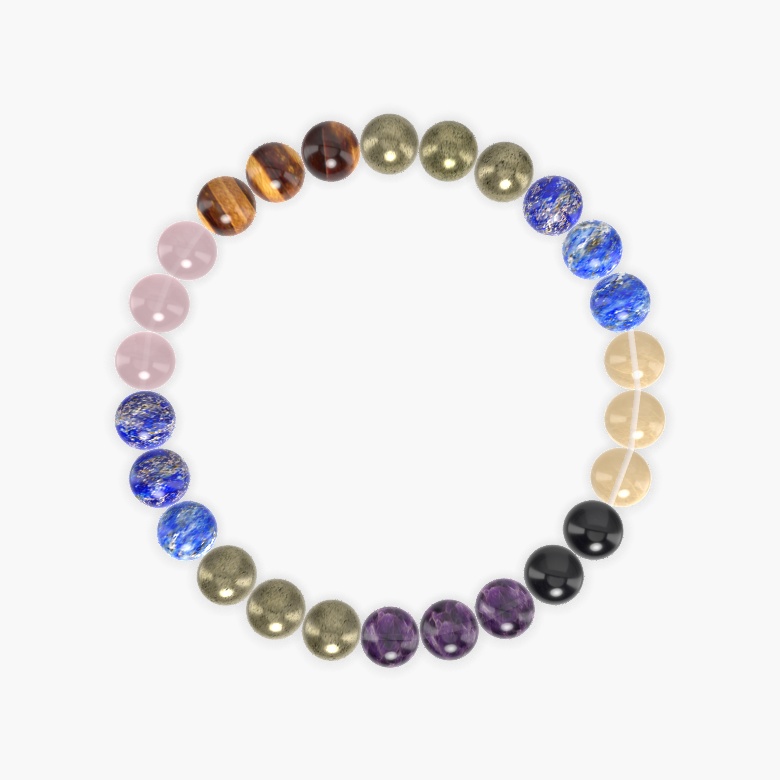 Lapis Lazuli, Pyrite, Amethyst and more Gemstone Bracelet