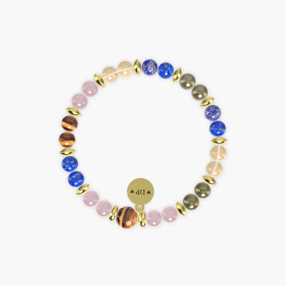 Rose Quartz, Lapis Lazuli, Pyrite and more Gemstone Bracelet