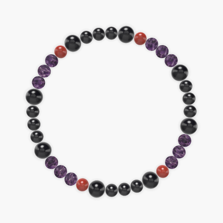 Black Tourmaline, Amethyst, Black Obsidian and more Gemstone Bracelet