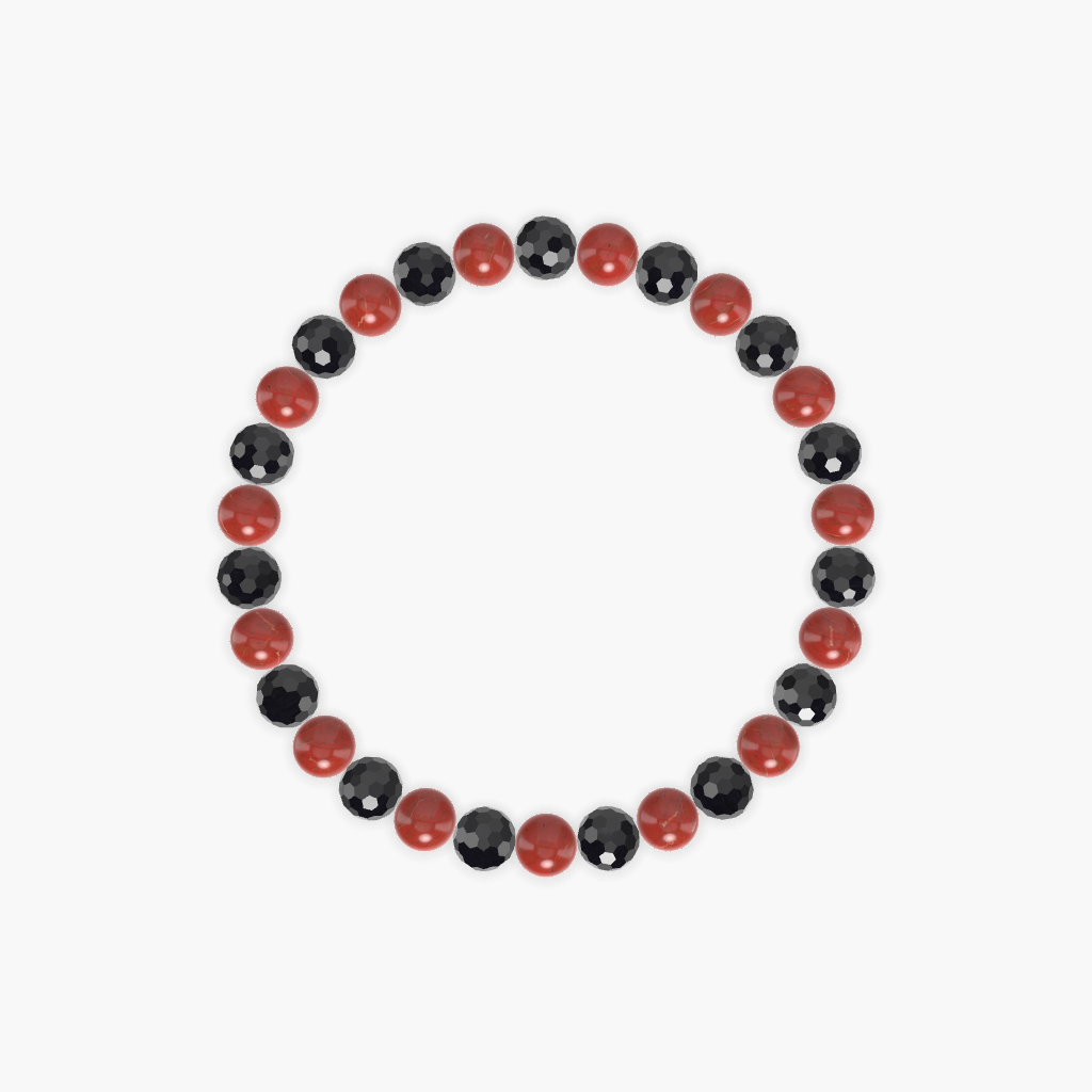 Red Jasper and Black Tourmaline Bracelet