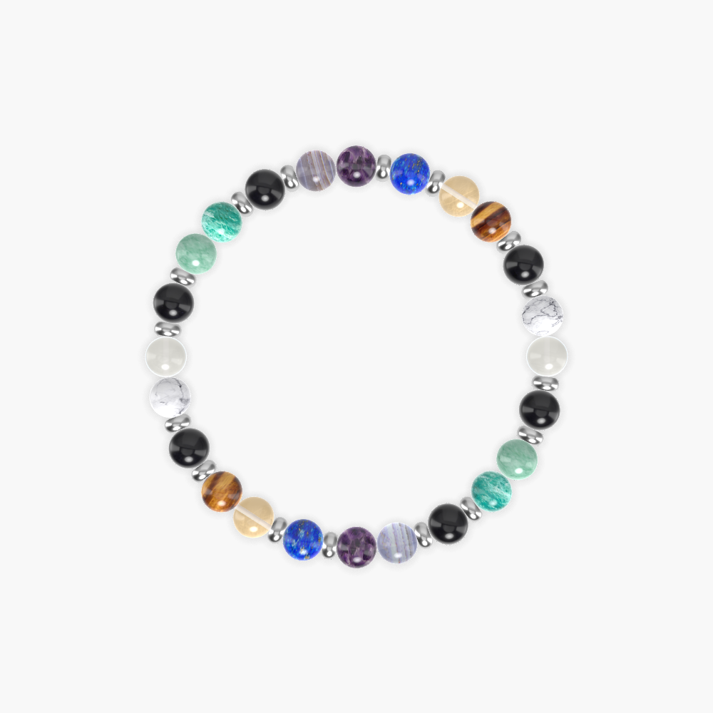 Black Obsidian, Amethyst, Blue Lace Agate and more Gemstone Bracelet