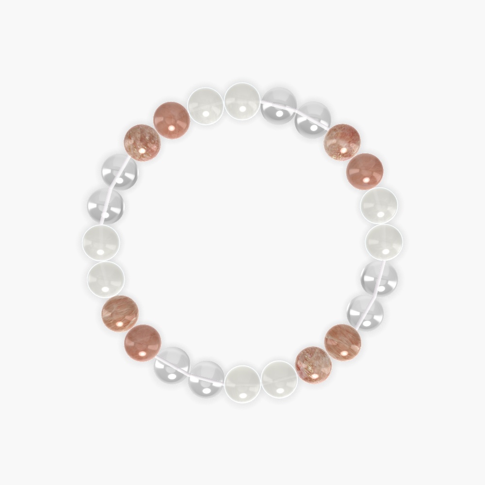 Moonstone, Sunstone and Clear Quartz Bracelet