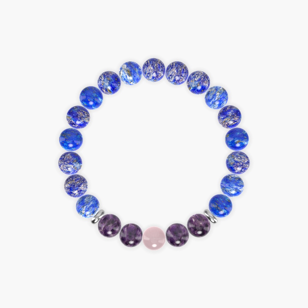 Lapis Lazuli, Amethyst and Rose Quartz Bracelet