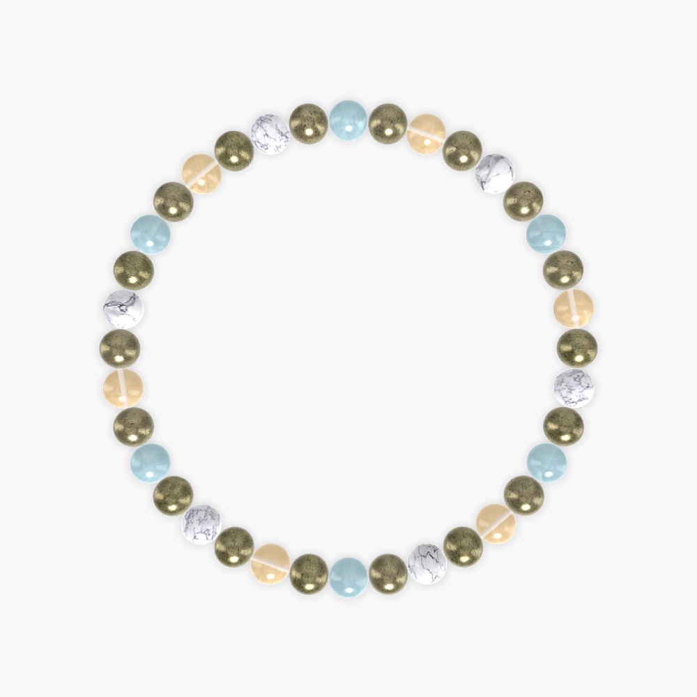 Pyrite, Aquamarine, Howlite and more Gemstone Bracelet