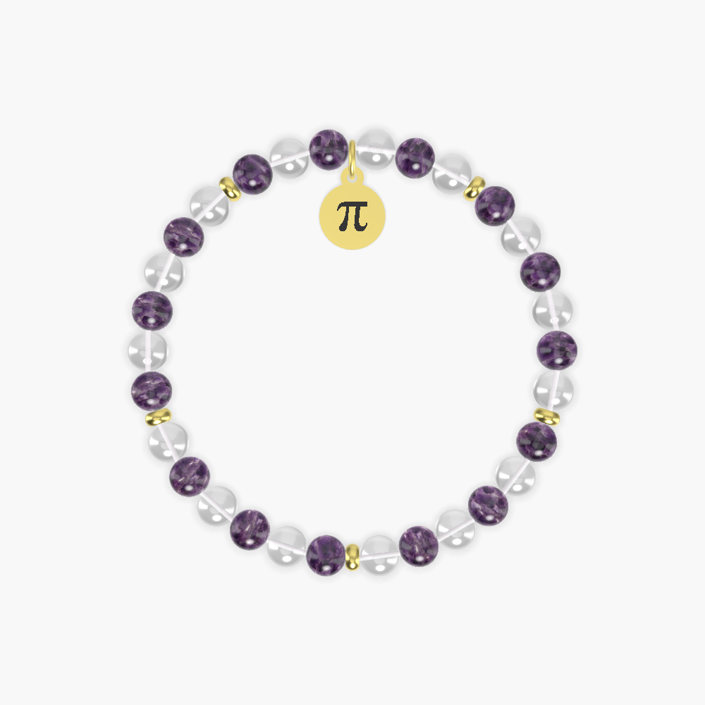 Pi Day Celebration - Clear Quartz and Amethyst Bracelet