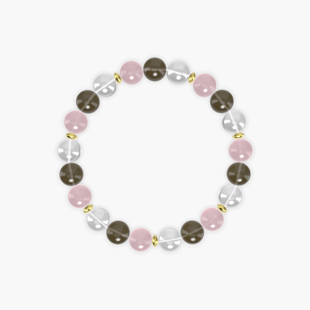 Clear Quartz, Smoky Quartz and Rose Quartz Bracelet