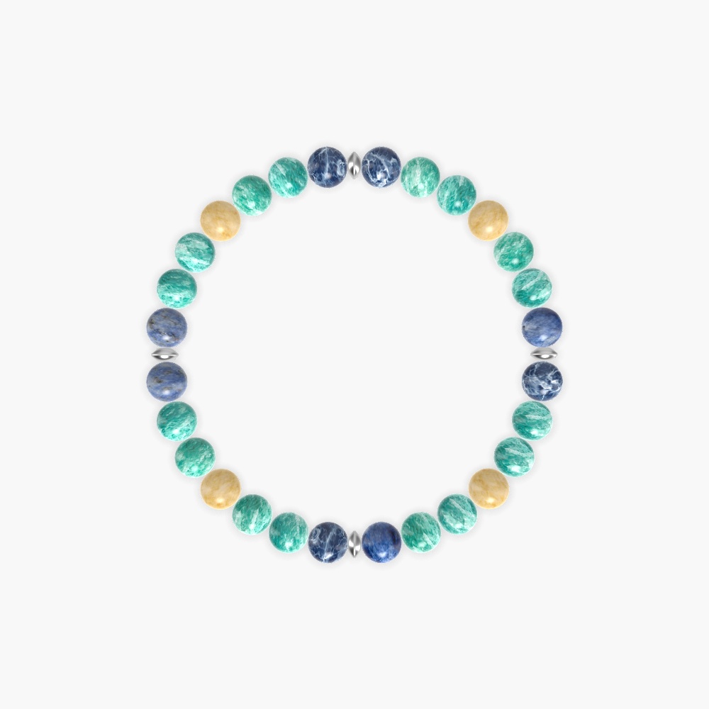 Amazonite, Sodalite and Yellow Jade Bracelet
