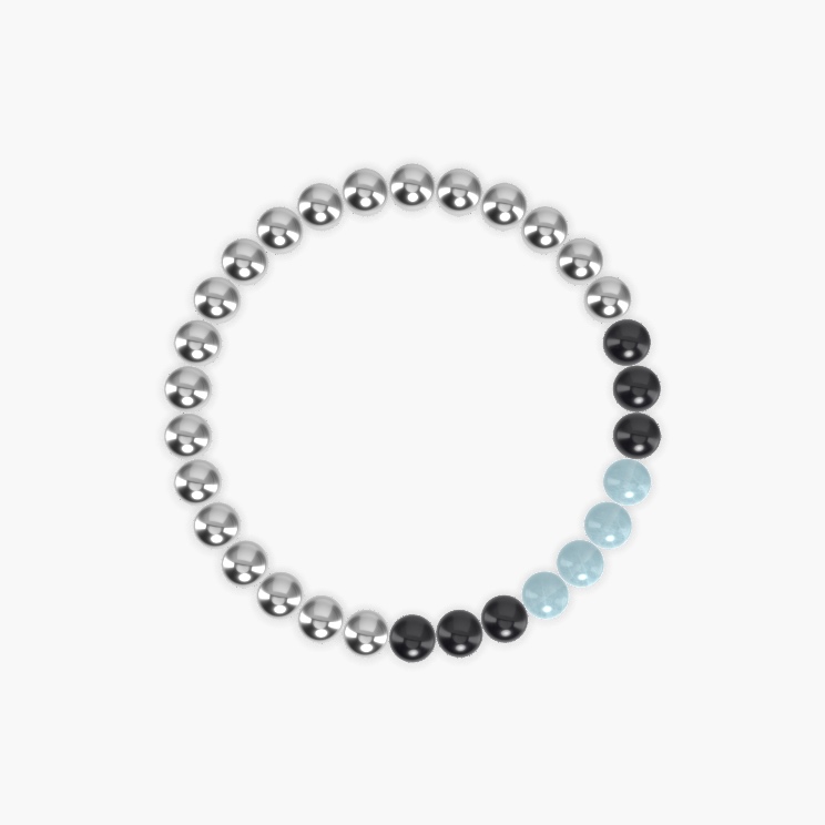 Black Tourmaline and Aquamarine Bracelet