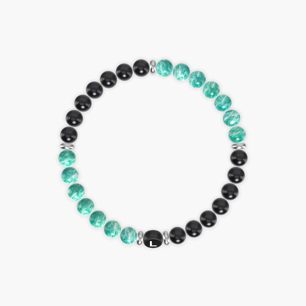 Black Obsidian and Amazonite Bracelet