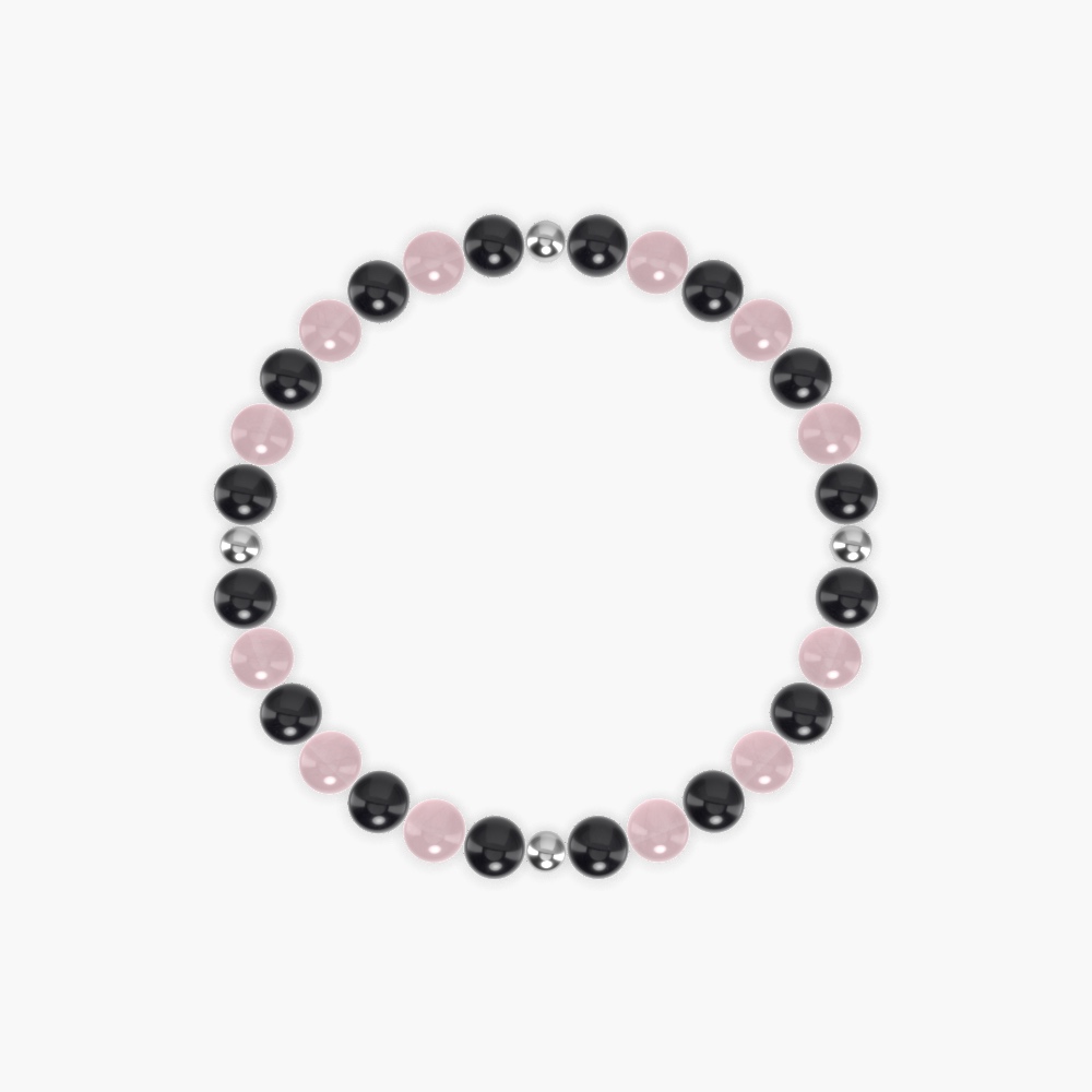 Black Obsidian and Rose Quartz Bracelet
