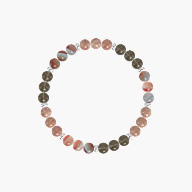 Smoky Quartz, Sunstone and Sardonyx Bracelet