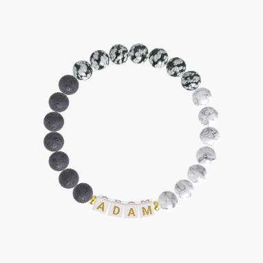 Howlite, Snowflake Obsidian and Lava Rock Bracelet