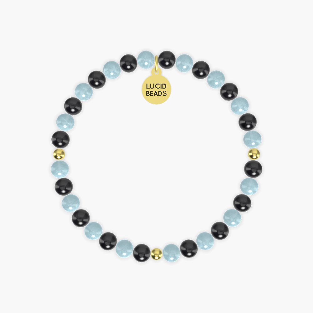 Aquamarine and Black Tourmaline Bracelet
