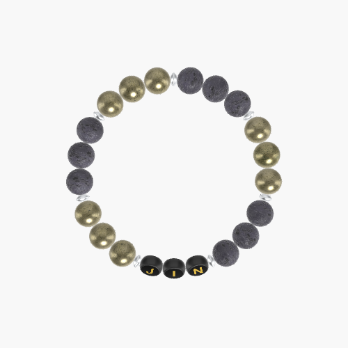Lava Rock and Pyrite Bracelet