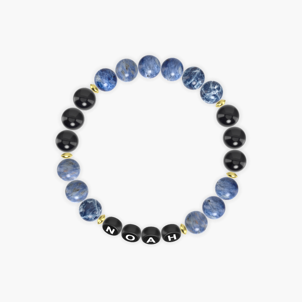 Sodalite and Black Obsidian Bracelet