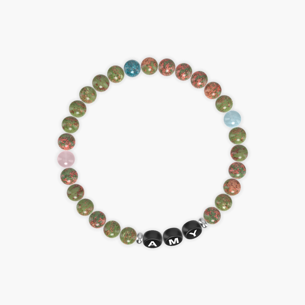 Unakite, Aquamarine, Apatite and More Gemstone Bracelet
