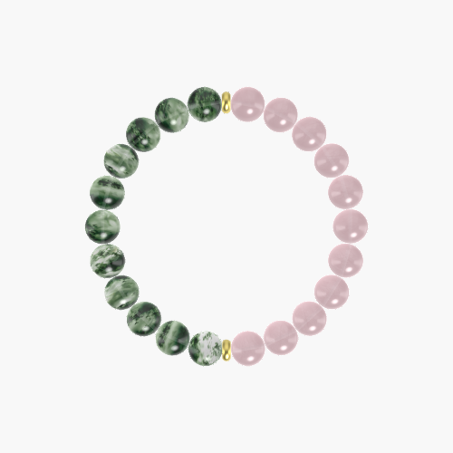 Rose Quartz and Moss Agate Bracelet