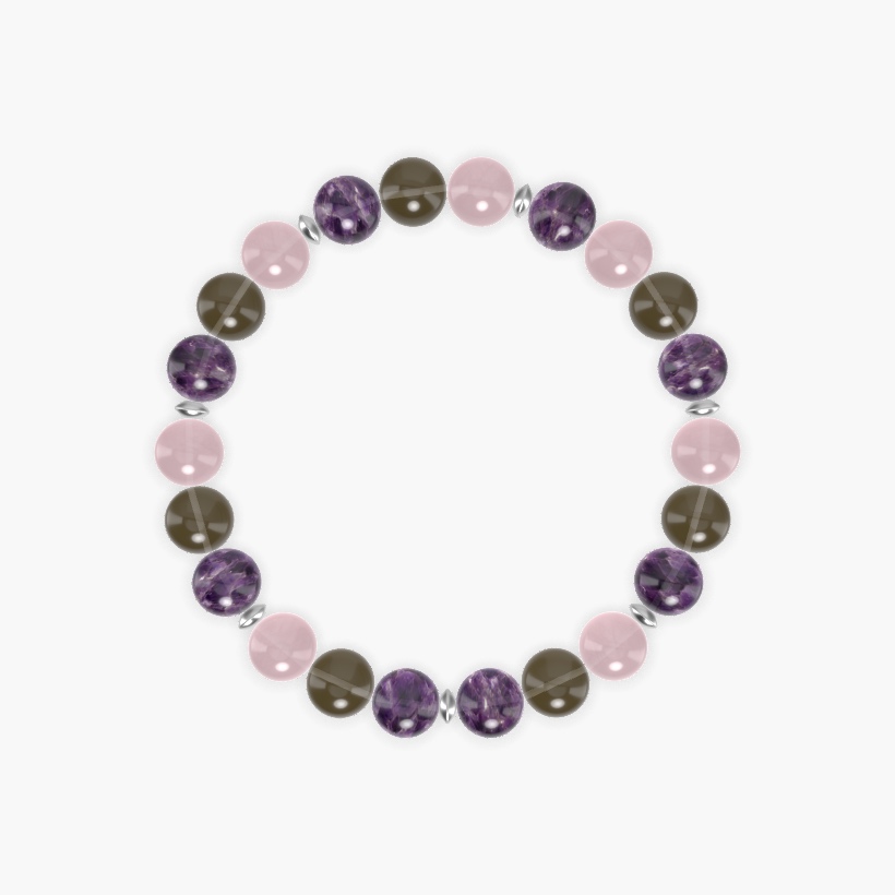 Amethyst, Smoky Quartz and Rose Quartz Bracelet
