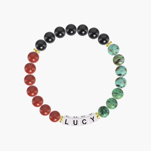 African Turquoise, Black Tourmaline and Red Jasper Bracelet